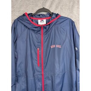 Majestic Red Sox‎ Windbreaker Jacket 2XL Full Zip Lightweight Hooded MLB